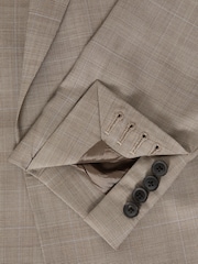 Reiss Oatmeal Abbey Slim Fit Double Breasted Checked Blazer - Image 6 of 7