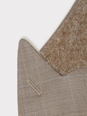Reiss Oatmeal Abbey Slim Fit Double Breasted Checked Blazer - Image 7 of 7