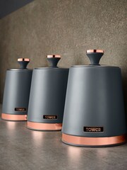Tower Set of 3 Grey Cavaletto Canisters - Image 2 of 4