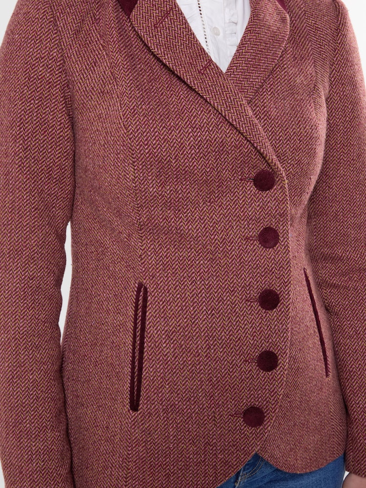 Joe Browns Red Isla Asymmetric Herringbone Jacket - Image 2 of 7 Joe Browns Red Isla Asymmetric Herringbone Jacket - Image 2 of 7