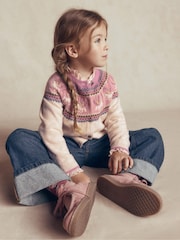 Boden Pink Edie Fair Isle Cardigan - Image 1 of 4