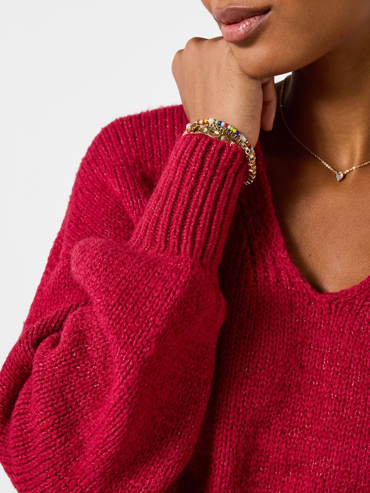 Joe Browns Bright Pink Oh So Cosy V-Neck Jumper - Image 2 of 7