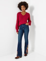 Joe Browns Bright Pink Oh So Cosy V-Neck Jumper - Image 3 of 7