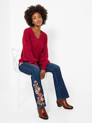 Joe Browns Bright Pink Oh So Cosy V-Neck Jumper - Image 5 of 7