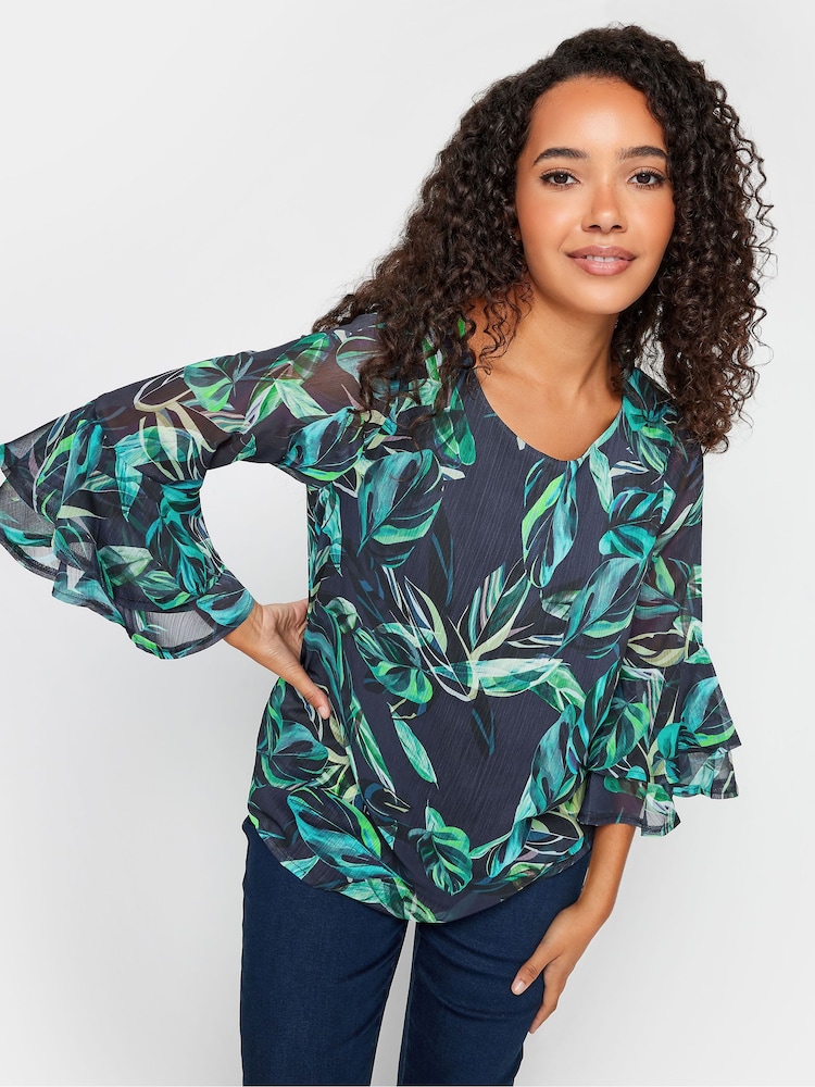 M&Co Blue Flute Sleeve Blouse - Image 1 of 4