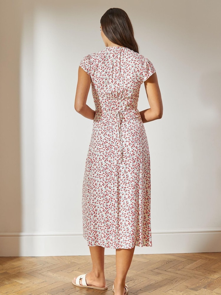 Albaray Cream Cherry Daisy Button Dress - Image 2 of 5 Albaray Cream Cherry Daisy Button Dress - Image 2 of 5
