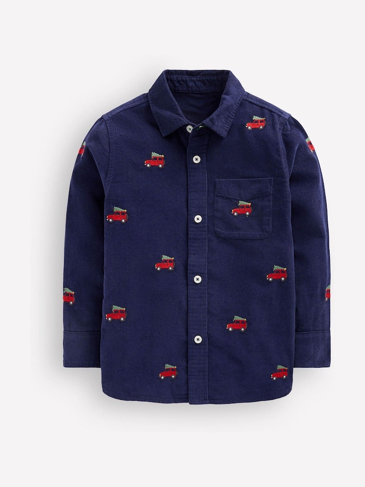 Boden Blue Embroidered Corduroy Shirt - Image 1 of 3