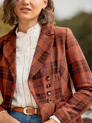 Joe Browns Orange Autumn Days Asymmetric Check Jacket - Image 2 of 9