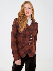 Joe Browns Orange Autumn Days Asymmetric Check Jacket - Image 3 of 9