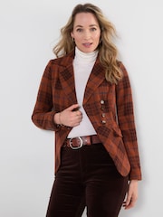 Joe Browns Orange Autumn Days Asymmetric Check Jacket - Image 4 of 9