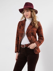 Joe Browns Orange Autumn Days Asymmetric Check Jacket - Image 6 of 9