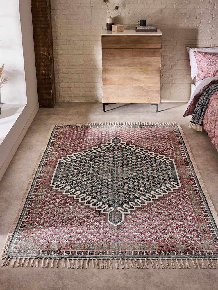 French Connection Pink 100% Cotton Poppyfield Rug - Image 1 of 4
