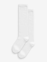 White Modal Blend Knee High Socks 2 Pack - Image 1 of 2