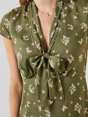Joe Browns Green Vintage Florals Tie Front Midi Dress - Image 4 of 5