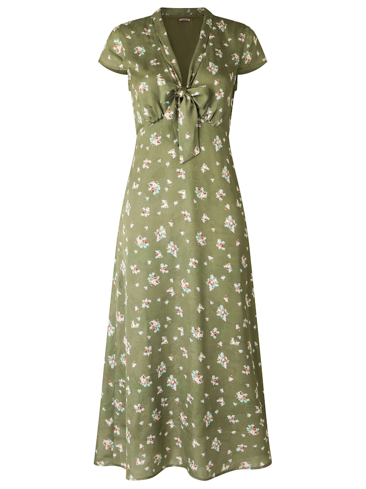 Joe Browns Green Vintage Florals Tie Front Midi Dress - Image 5 of 5 Joe Browns Green Vintage Florals Tie Front Midi Dress - Image 5 of 5