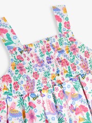 JoJo Maman Bébé White Bird Floral Print Smocked Summer Dress - Image 4 of 4