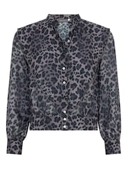 Mint Velvet Grey Animal Print Blouse - Image 2 of 3