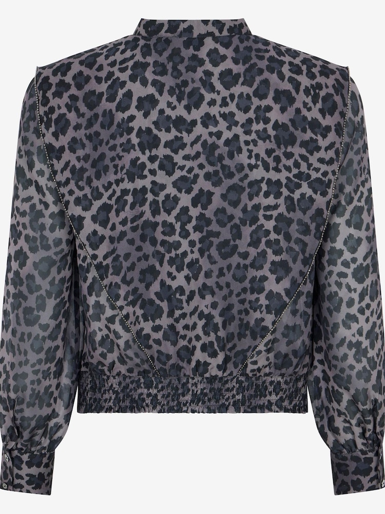 Mint Velvet Grey Animal Print Blouse - Image 3 of 3