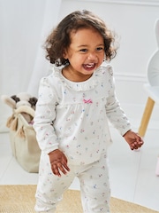 JoJo Maman Bébé Cream Pretty Ditsy Jersey Pyjamas - Image 2 of 7