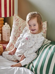 JoJo Maman Bébé Cream Pretty Ditsy Jersey Pyjamas - Image 3 of 7