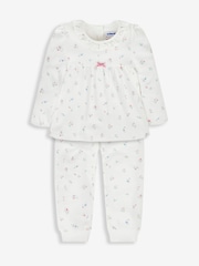 JoJo Maman Bébé Cream Pretty Ditsy Jersey Pyjamas - Image 4 of 7