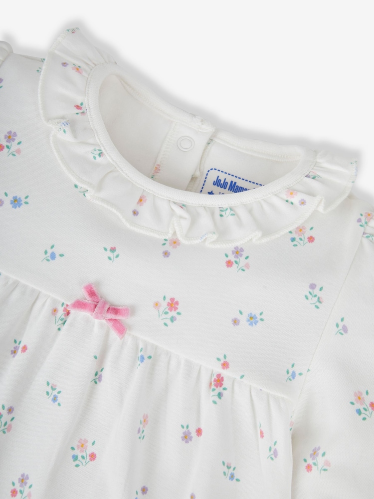 JoJo Maman Bébé Cream Pretty Ditsy Jersey Pyjamas - Image 7 of 7