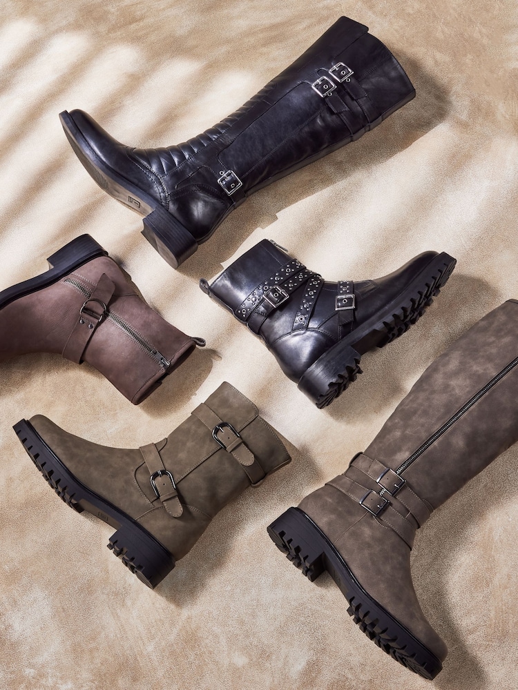 Grey Regular/Wide Fit Forever Comfort® D Ring Biker Ankle Boots - Image 6 of 6