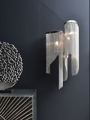 Libra Interiors Silver Niagara Chain 3 Bulb Wall Light - Image 1 of 4