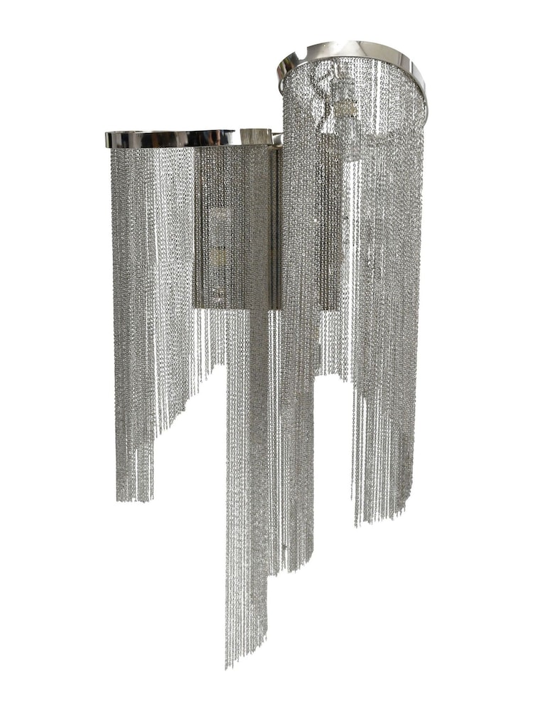 Libra Interiors Silver Niagara Chain 3 Bulb Wall Light - Image 2 of 4