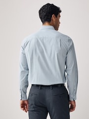 White/Teal Blue Stripe Trimmed Formal Shirt - Image 2 of 8