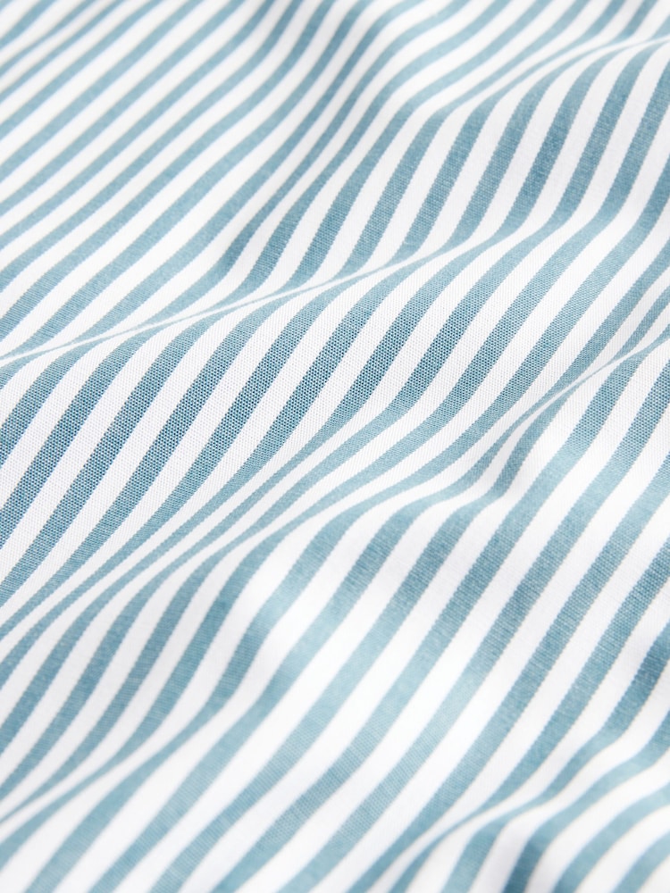 White/Teal Blue Stripe Trimmed Formal Shirt - Image 8 of 8