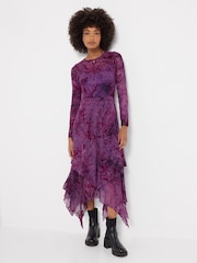 Joe Browns Purple Fabulous Flocked Maxi Dress - Image 3 of 8