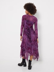 Joe Browns Purple Fabulous Flocked Maxi Dress - Image 4 of 8