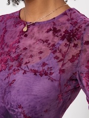 Joe Browns Purple Fabulous Flocked Maxi Dress - Image 6 of 8
