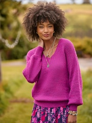 Joe Browns Pink Oh So Cosy V-Neck Jumper - Image 1 of 6