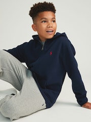 Polo Ralph Lauren Navy Boys Cotton Fleece Zip-Up Logo Hoodie - Image 3 of 6