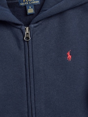 Polo Ralph Lauren Navy Boys Cotton Fleece Zip-Up Logo Hoodie - Image 6 of 6