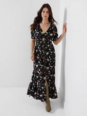 Joe Browns Black Darling Ditsy Button Through Maxi Dress - Image 1 of 6