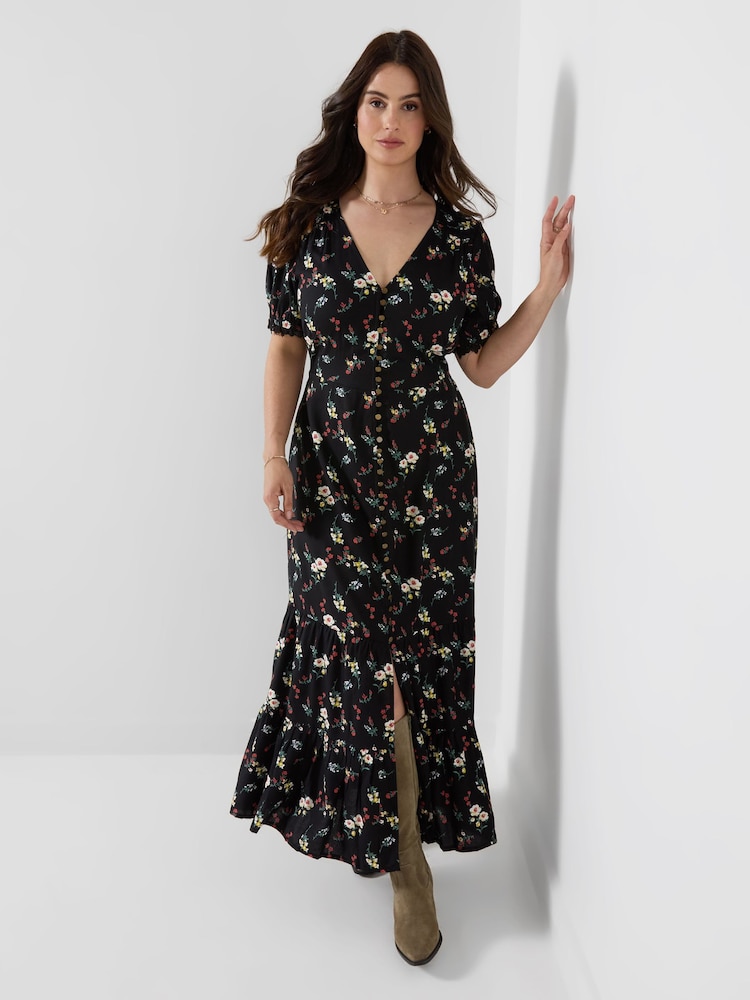 Joe Browns Black Darling Ditsy Button Through Maxi Dress - Image 1 of 6 Joe Browns Black Darling Ditsy Button Through Maxi Dress - Image 1 of 6