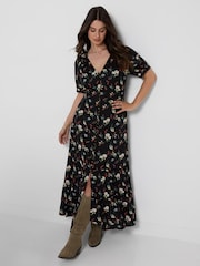 Joe Browns Black Darling Ditsy Button Through Maxi Dress - Image 2 of 6