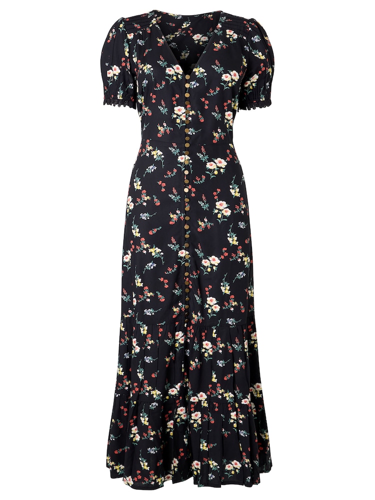 Joe Browns Black Darling Ditsy Button Through Maxi Dress - Image 6 of 6 Joe Browns Black Darling Ditsy Button Through Maxi Dress - Image 6 of 6