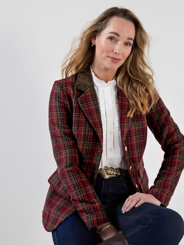 Joe Browns Red Ruby Heritage Check Jacket - Image 2 of 7 Joe Browns Red Ruby Heritage Check Jacket - Image 2 of 7