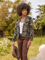 Joe Browns Green Bella Boutique Embroidered Edge To Edge Jacket - Image 1 of 7