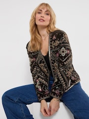 Joe Browns Green Bella Boutique Embroidered Edge To Edge Jacket - Image 3 of 7