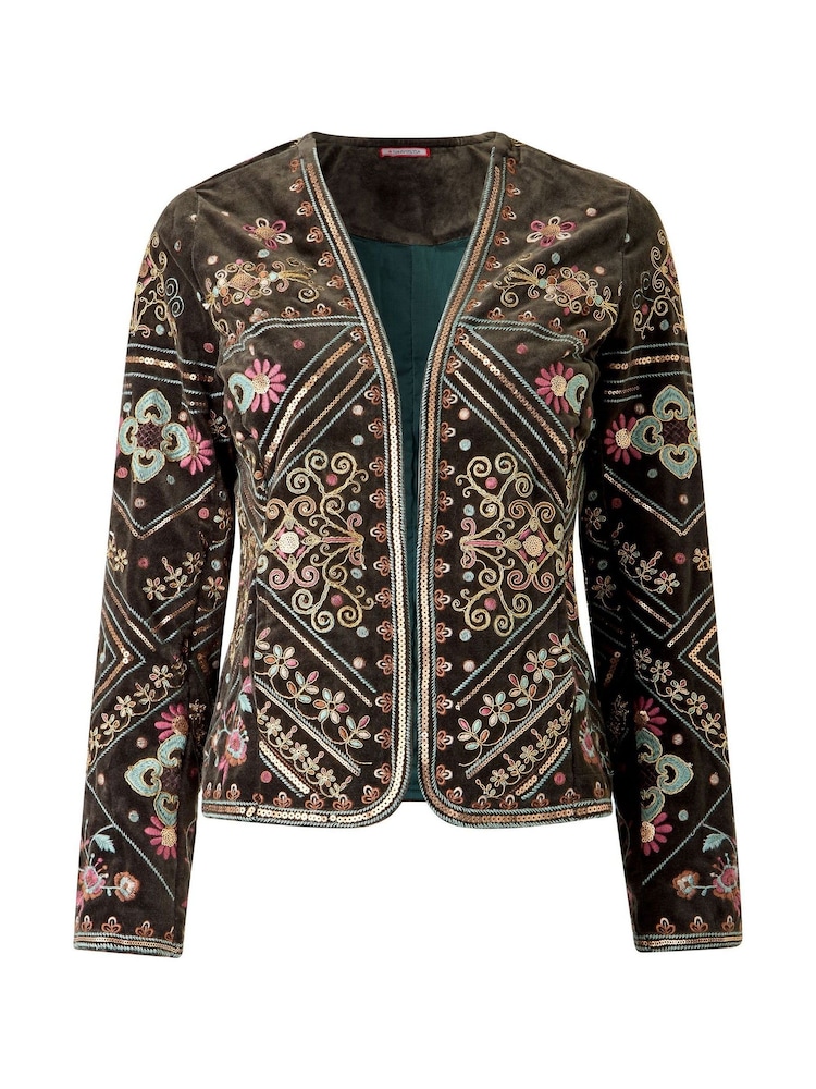 Joe Browns Green Bella Boutique Embroidered Edge To Edge Jacket - Image 7 of 7