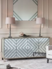 Libra Interiors Silver Lexington Four Door Antique Mirrored Sideboard - Image 1 of 4