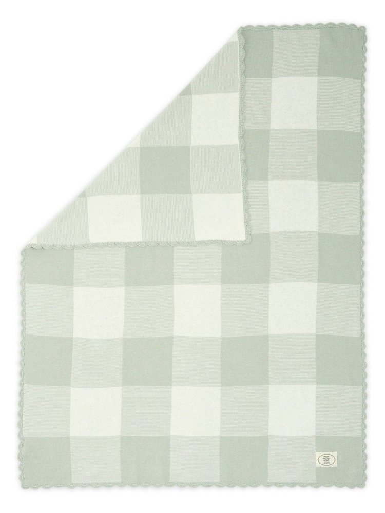 Mamas & Papas x Laura Ashley Green Gingham Ocarro Baby Blanket - Image 3 of 3