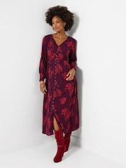 Joe Browns Red Radiant Roses Button Through Maxi Dress - Image 1 of 6