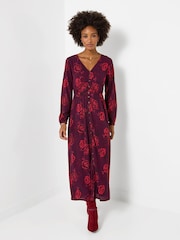 Joe Browns Red Radiant Roses Button Through Maxi Dress - Image 3 of 6