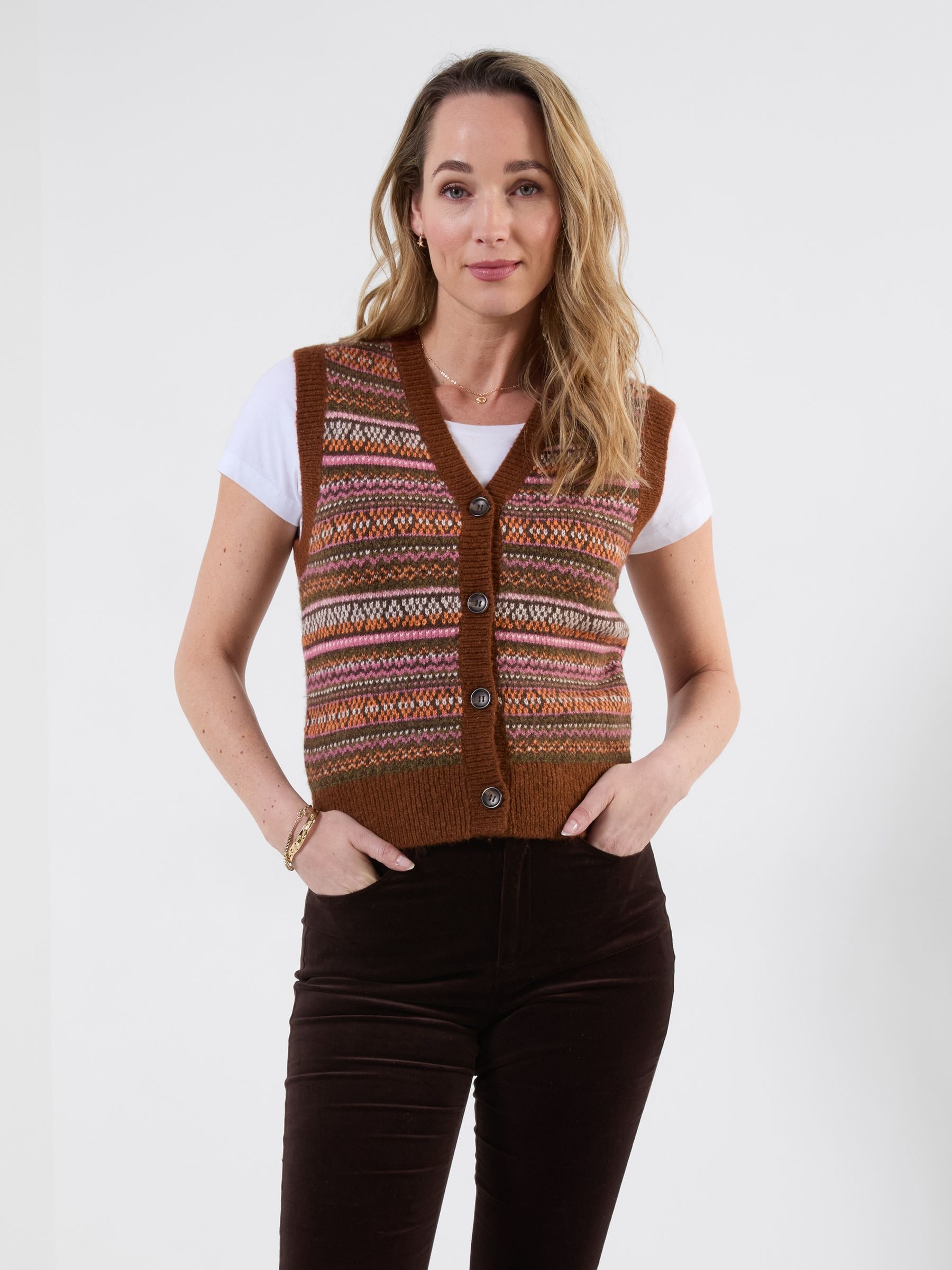 Buy Joe Browns Brown Autumn Days Fairisle Button Through Knitted